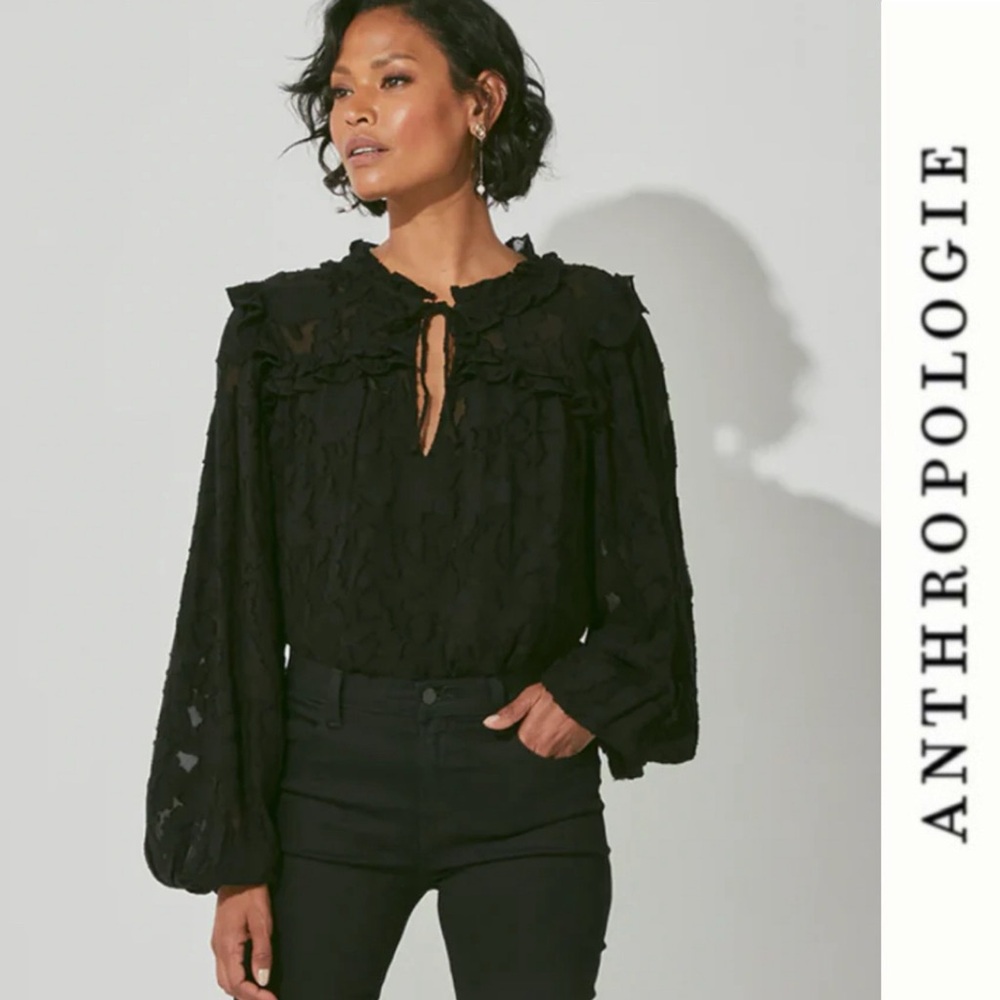 Anthropologie Cleobella Amara Black Blouse, Size S, MSRP $165